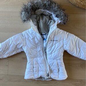 White Quilted Jacket with Faux Fur Hood